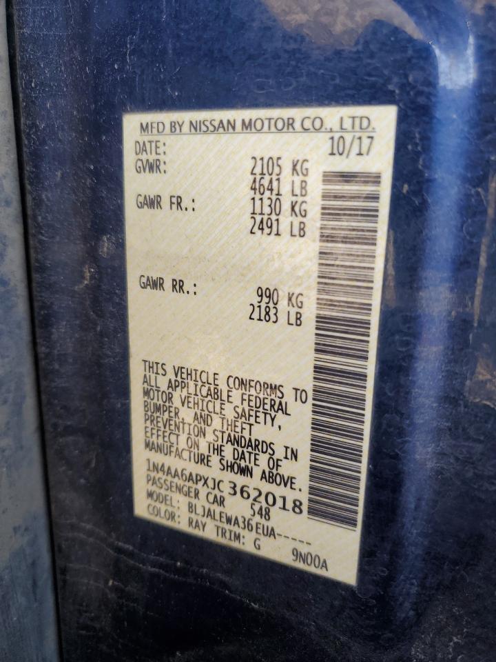 2018 Nissan Maxima 3.5S VIN: 1N4AA6APXJC362018 Lot: 43227395