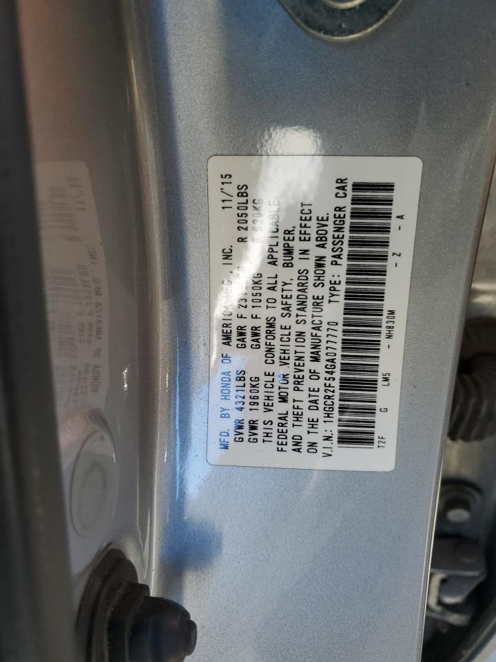 VIN 1HGCR2F54GA077770 2016 HONDA ACCORD no.12