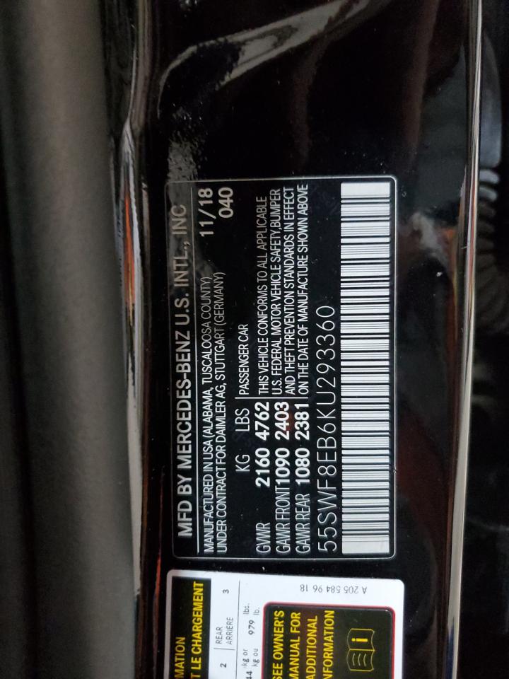 2019 Mercedes-Benz C 300 4Matic VIN: 55SWF8EB6KU293360 Lot: 86061844