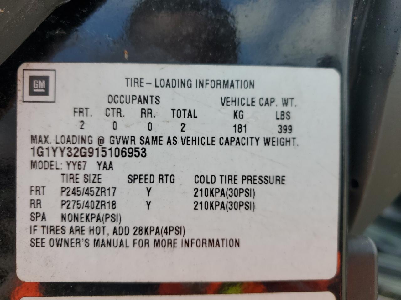 2001 Chevrolet Corvette VIN: 1G1YY32G915106953 Lot: 41916645