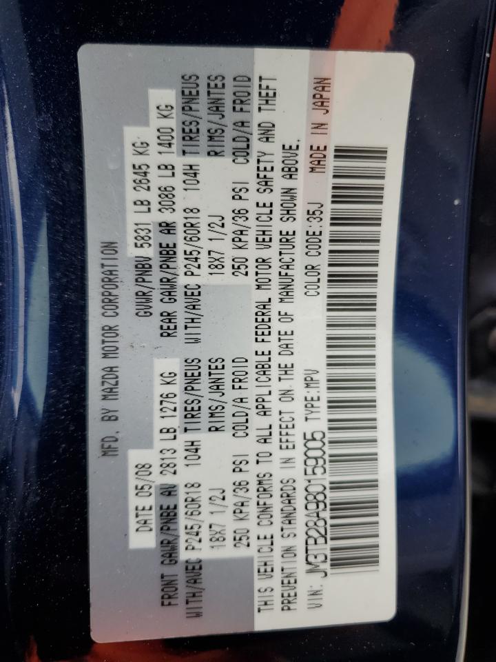 2008 Mazda Cx-9 VIN: JM3TB28A980159005 Lot: 88554175