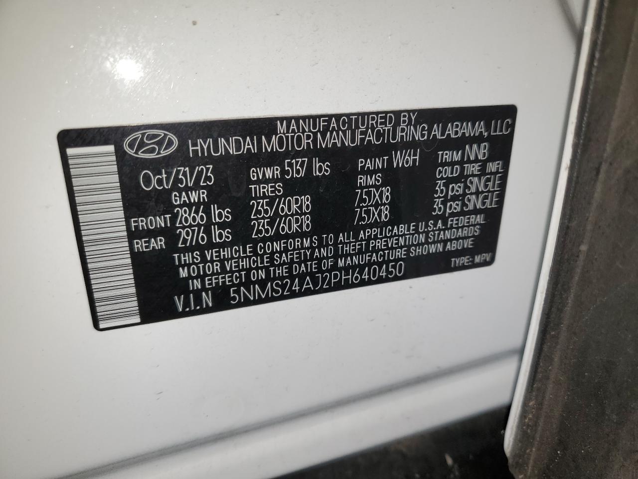 VIN 5NMS24AJ2PH640450 2023 HYUNDAI SANTA FE no.13