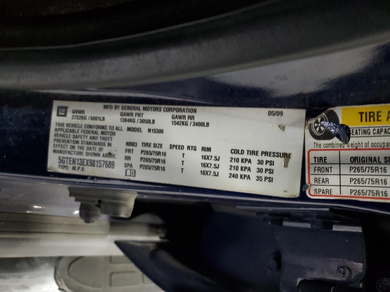 2009 Hummer H3 VIN: 5GTEN13EX98157689 Lot: 41918195