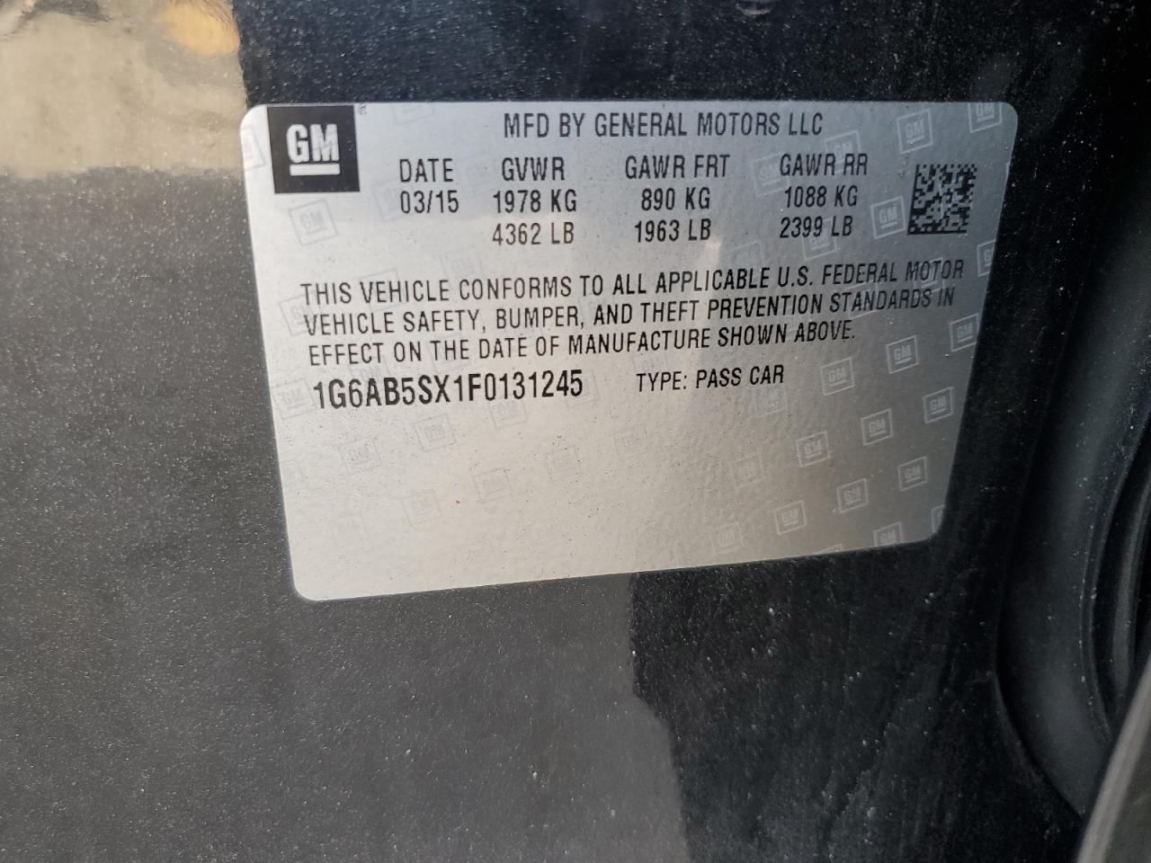 2015 Cadillac Ats Luxury VIN: 1G6AB5SX1F0131245 Lot: 42235085