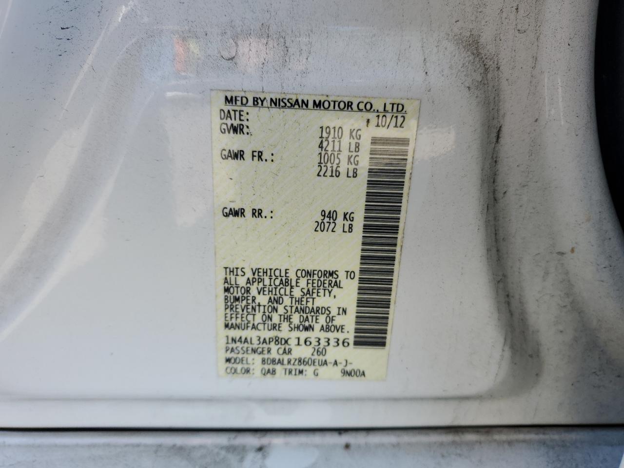 VIN 1N4AL3AP8DC163336 2013 NISSAN ALTIMA no.13