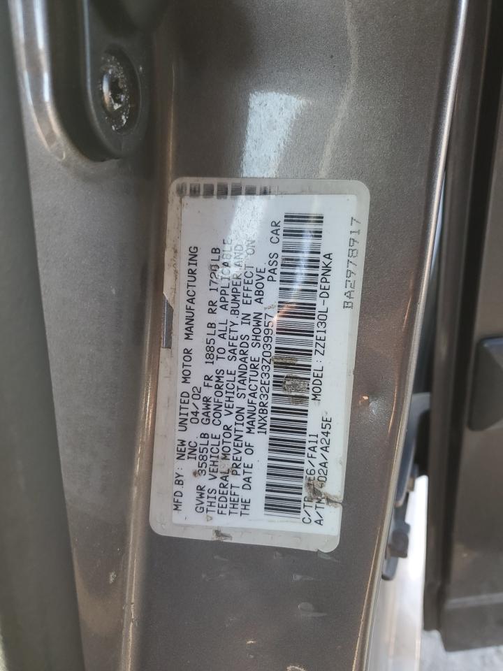 2003 Toyota Corolla Ce VIN: 1NXBR32E33Z039957 Lot: 42578775