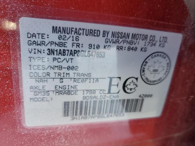 2016 NISSAN SENTRA S  