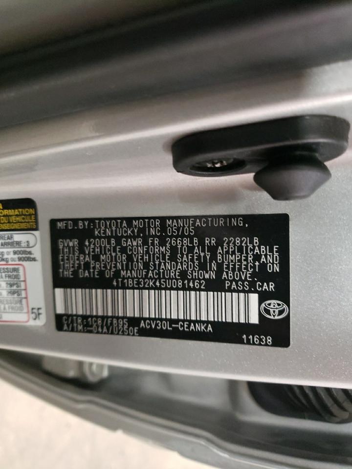 2005 Toyota Camry Le VIN: 4T1BE32K45U081462 Lot: 88815425