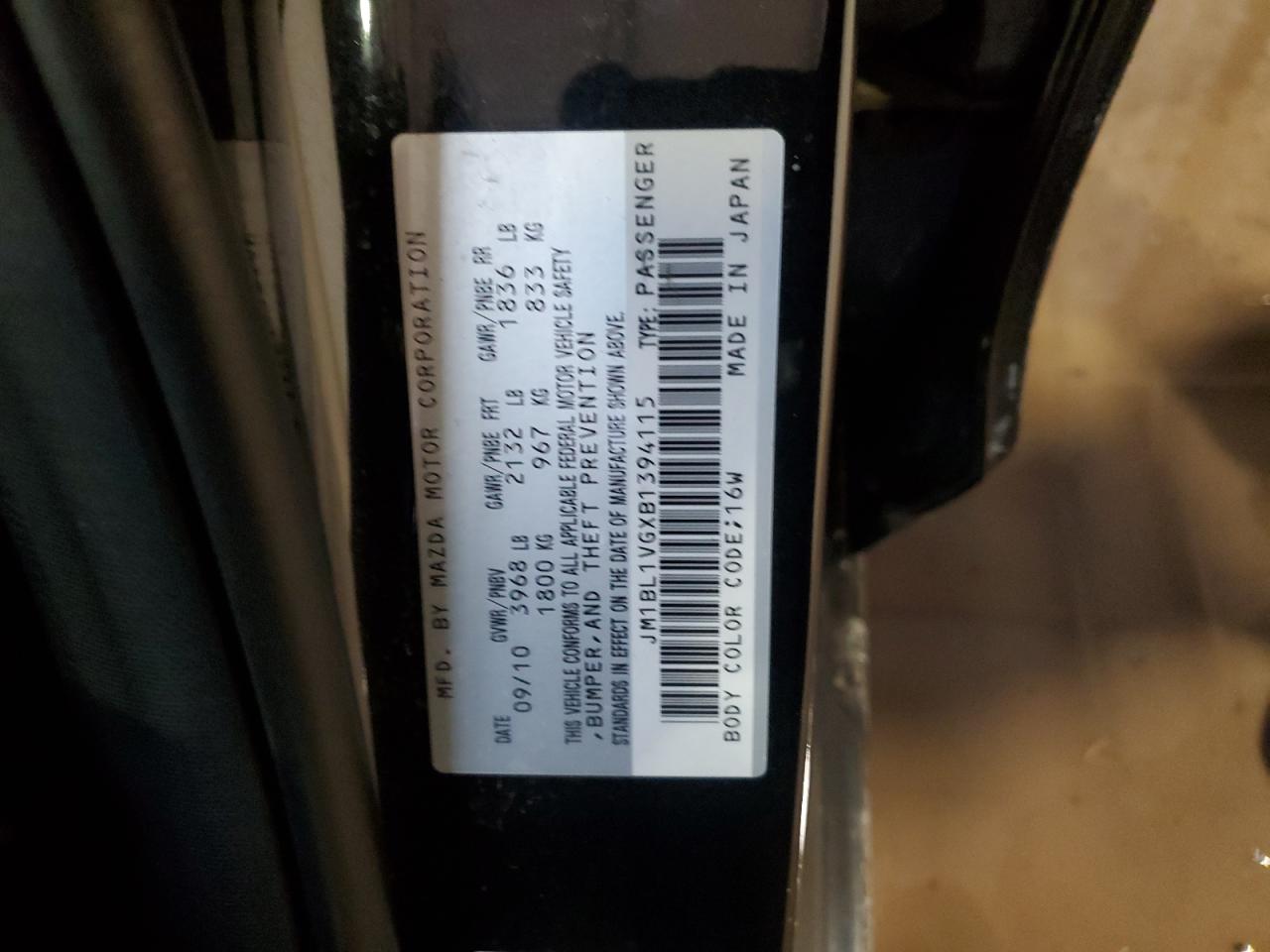 2011 Mazda 3 I VIN: JM1BL1VGXB1394115 Lot: 89133625