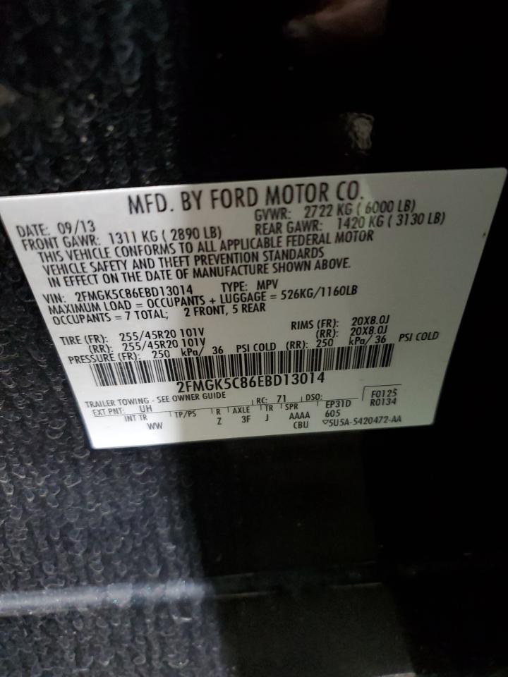 VIN 2FMGK5C86EBD13014 2014 FORD FLEX no.13