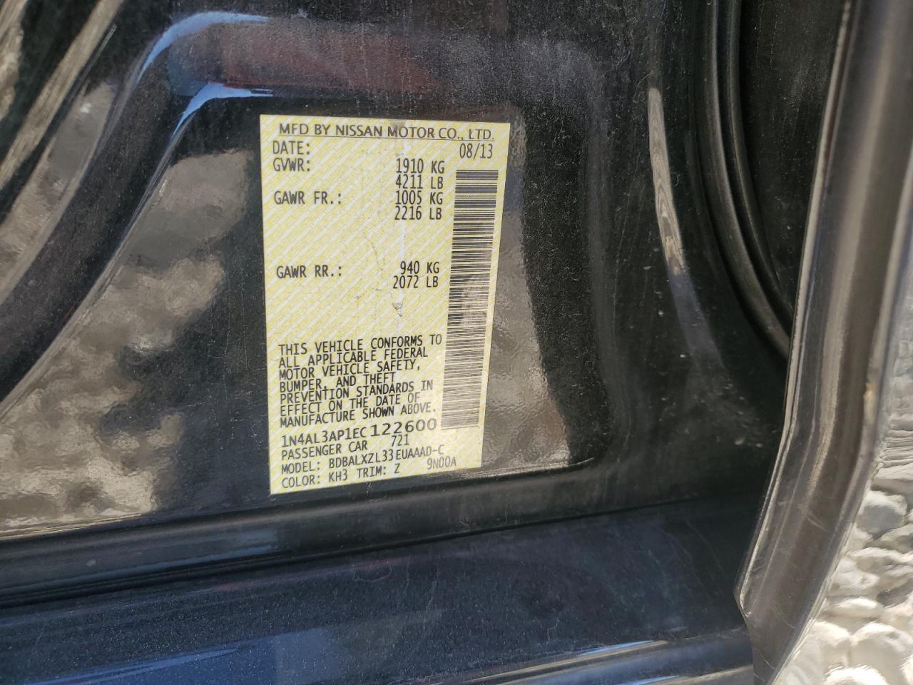 VIN 1N4AL3AP1EC122600 2014 NISSAN ALTIMA no.12