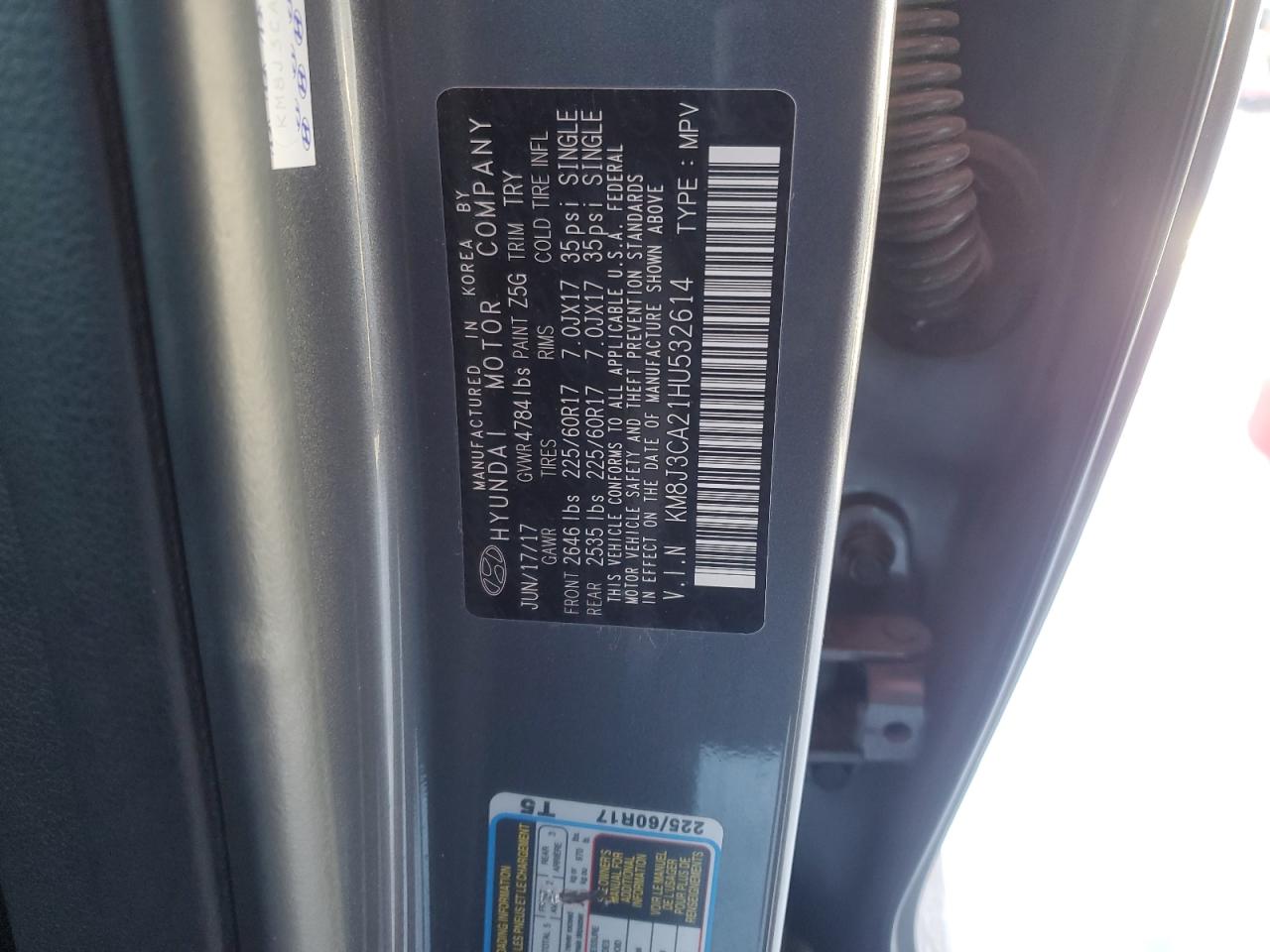 2017 Hyundai Tucson Limited VIN: KM8J3CA21HU532614 Lot: 89146695