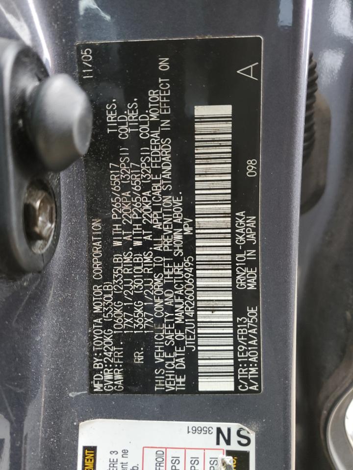 2006 Toyota 4Runner Sr5 VIN: JTEZU14R260069495 Lot: 87823535