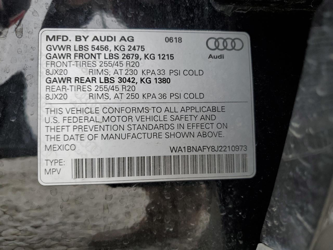 WA1BNAFY8J2210973 Audi Q5 2018. Фото: 12