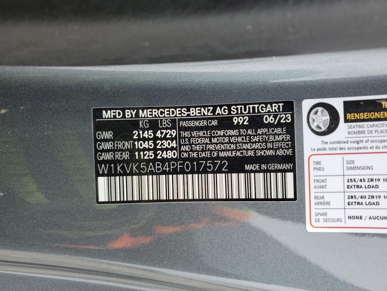 VIN W1KVK5AB4PF017572 2023 MERCEDES-BENZ SL 43 AMG no.12