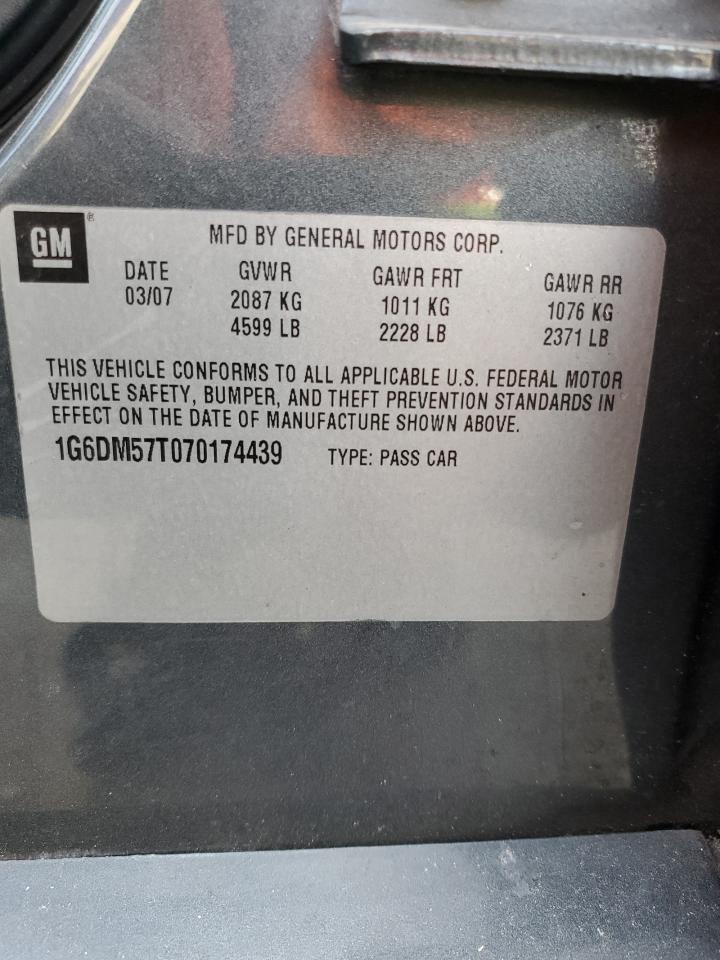 2007 Cadillac Cts VIN: 1G6DM57T070174439 Lot: 42847065