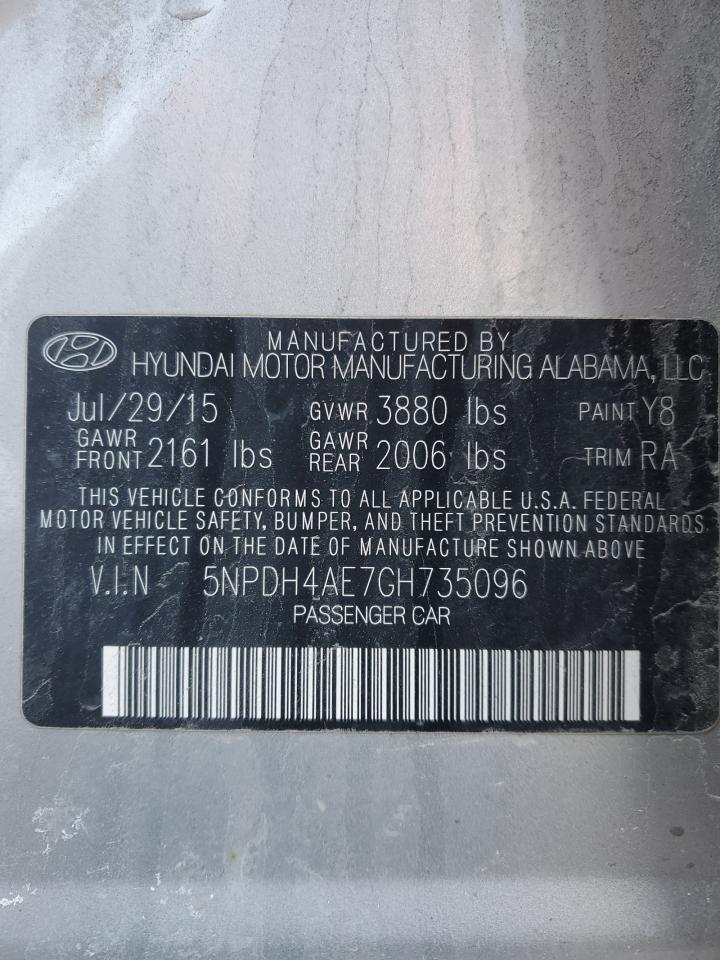 VIN 5NPDH4AE7GH735096 2016 HYUNDAI ELANTRA no.12