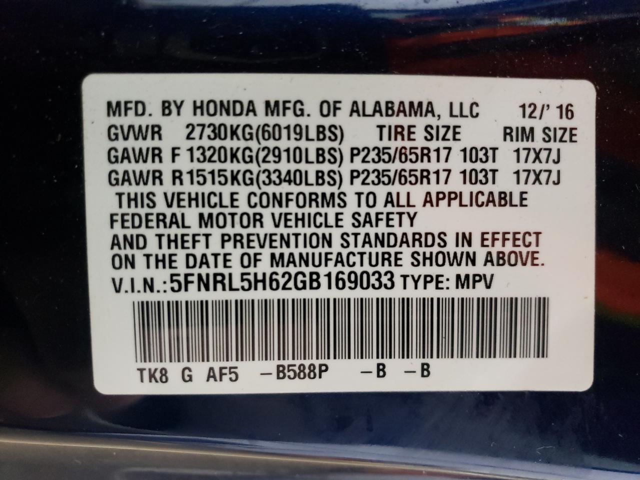 2016 Honda Odyssey - Image 15