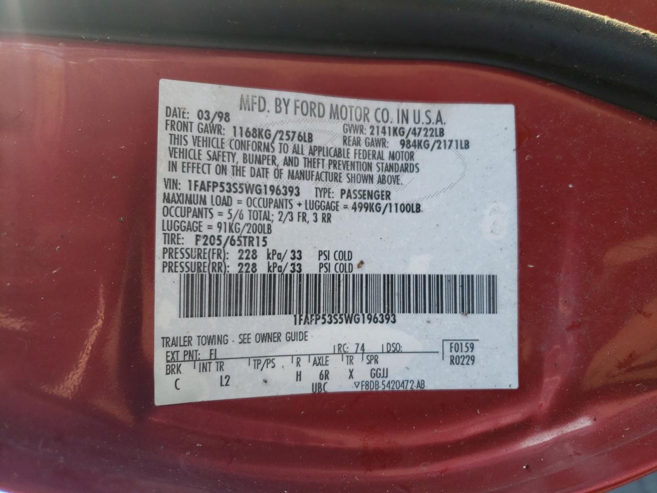 1998 Ford Taurus - Image 13