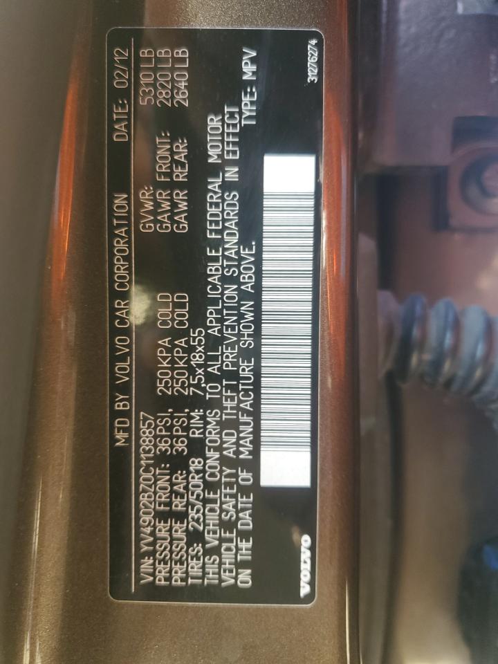 2012 Volvo Xc70 T6 VIN: YV4902BZ0C1138857 Lot: 88492725