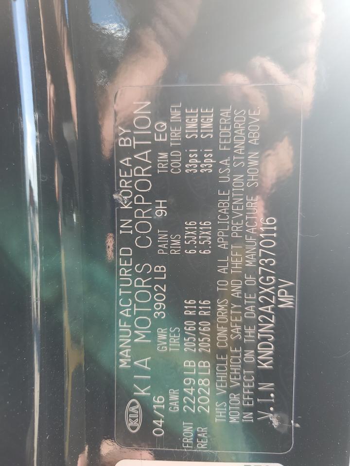 2016 Kia Soul VIN: KNDJN2A2XG7370116 Lot: 88198355