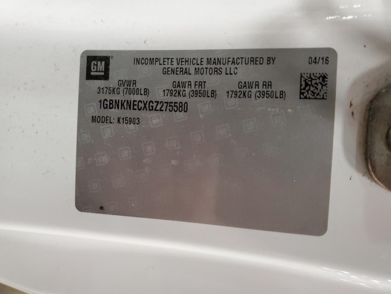 VIN 1GBNKNECXGZ275580 2016 CHEVROLET ALL Models no.13