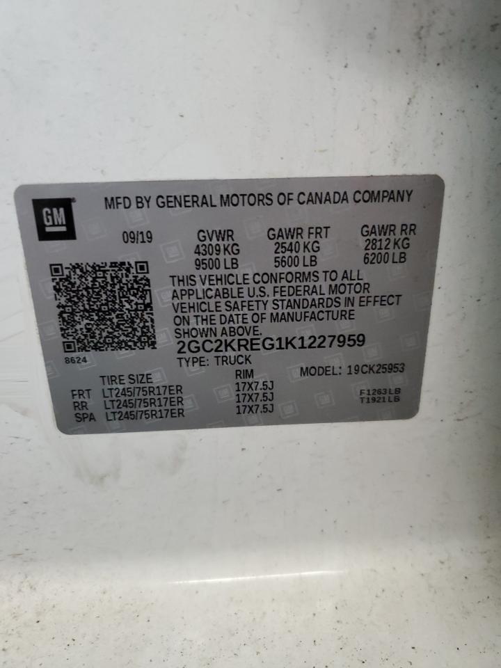 VIN 2GC2KREG1K1227959 2019 CHEVROLET ALL Models no.12