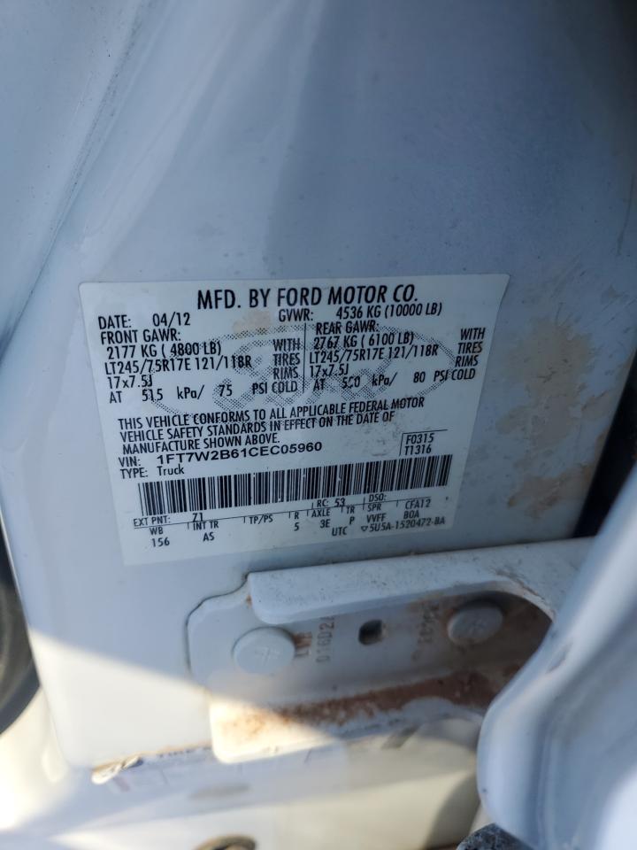 2012 Ford F250 Super Duty VIN: 1FT7W2B61CEC05960 Lot: 88445075