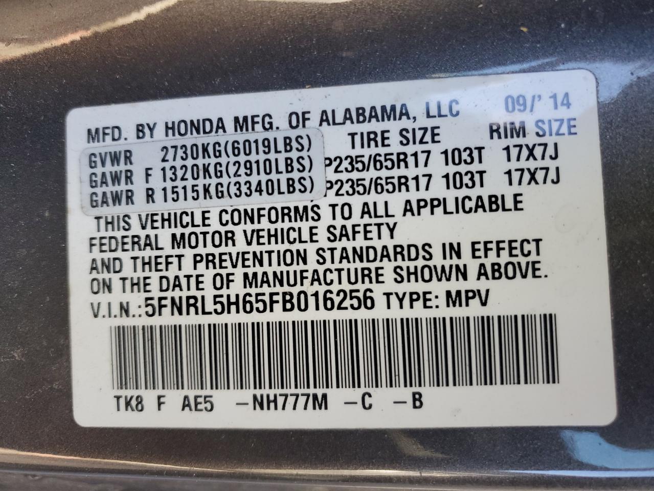 2015 Honda Odyssey - Image 13