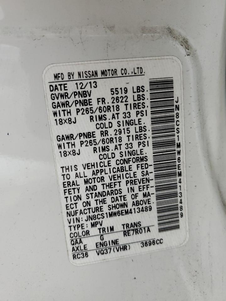 2014 Infiniti Qx70 VIN: JN8CS1MW6EM413489 Lot: 87665875