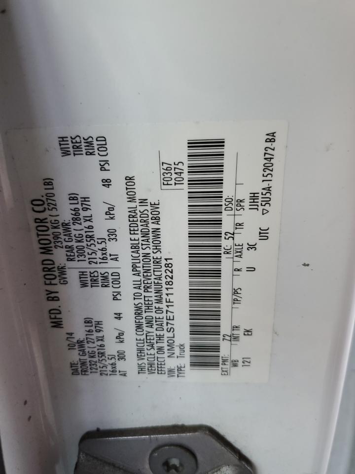 2015 Ford Transit Connect Xl VIN: NM0LS7E71F1182281 Lot: 43827415