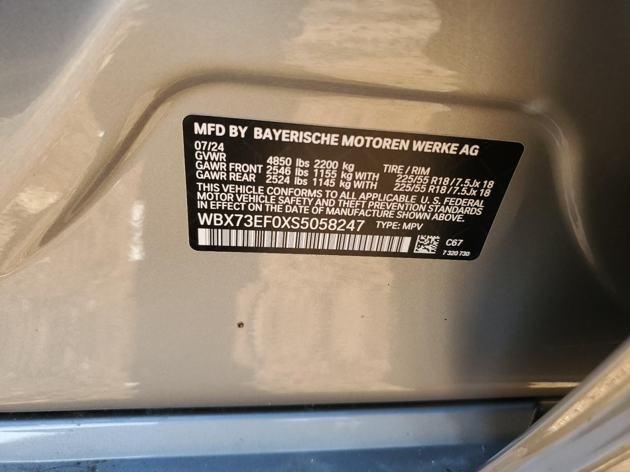 2025 BMW X1 xDrive28I VIN: WBX73EF0XS5058247 Lot: 41655965