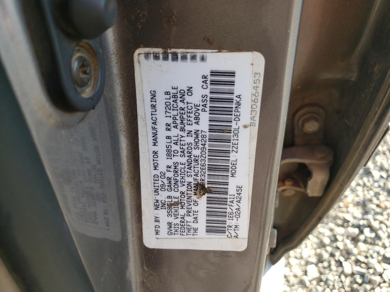 2003 Toyota Corolla Ce VIN: 1NXBR32E63Z094287 Lot: 89314015