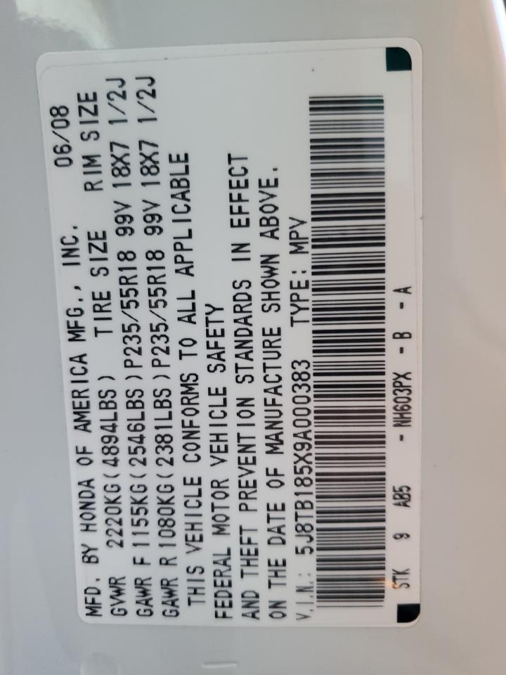 2009 Acura Rdx Technology VIN: 5J8TB185X9A000383 Lot: 87533825