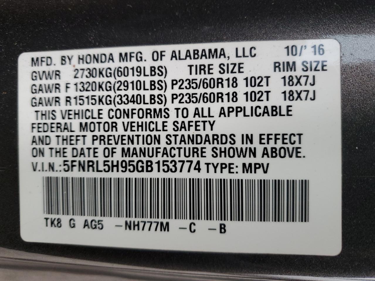 2016 Honda Odyssey - Image 13