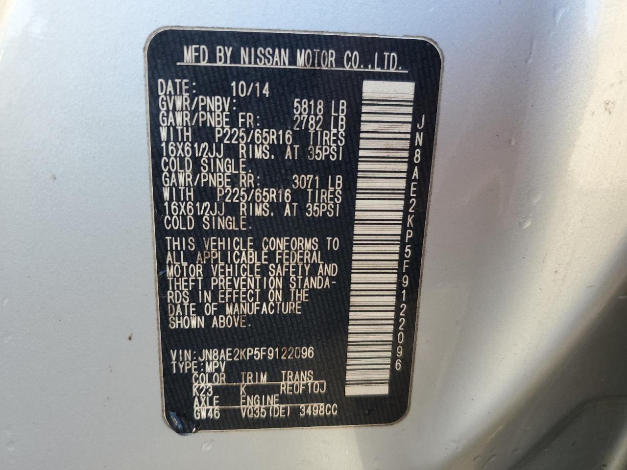 2015 Nissan Quest - Image 14