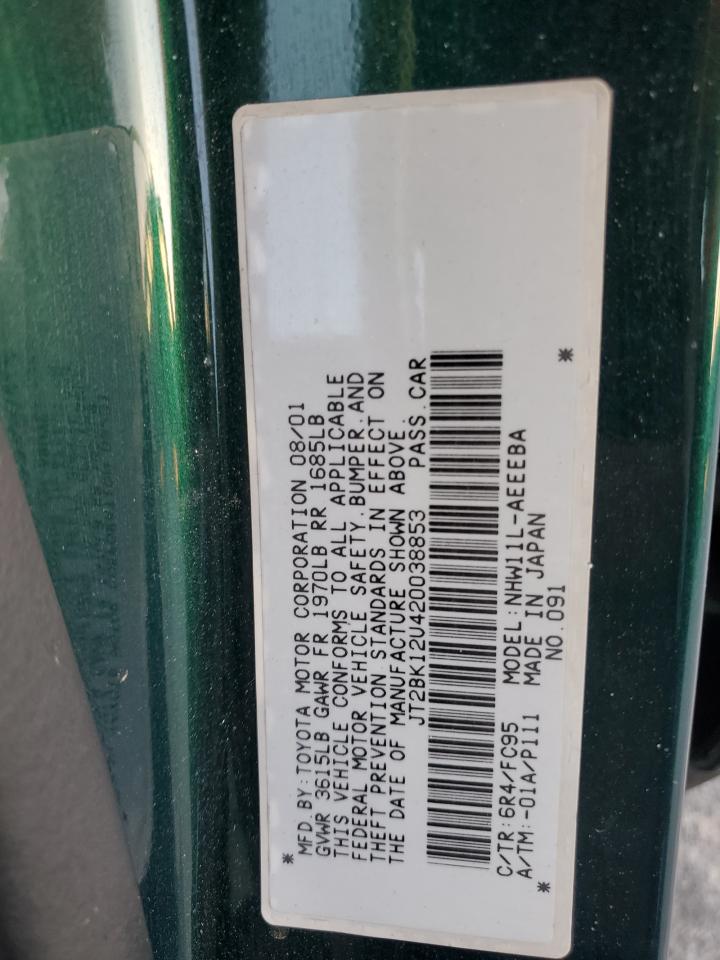 2002 Toyota Prius VIN: JT2BK12U420038853 Lot: 42646395