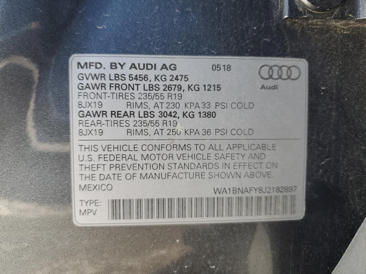 VIN WA1BNAFY8J2182897 2018 AUDI Q5 no.13