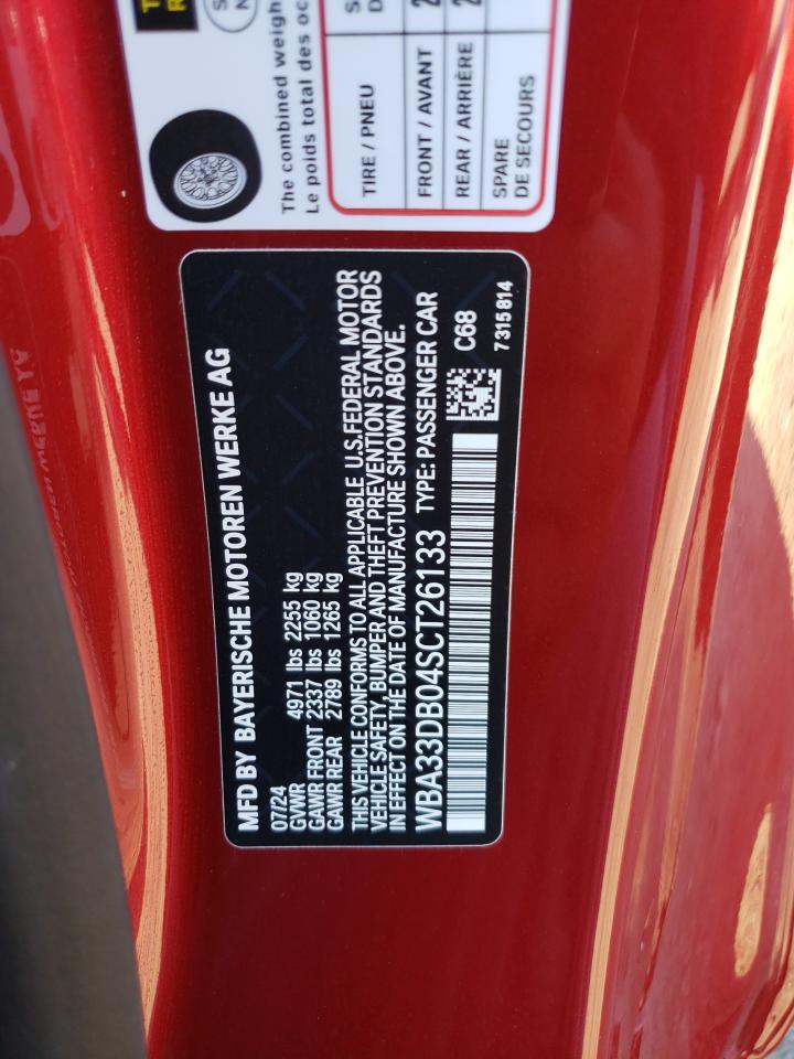 2025 BMW 430I VIN: WBA33DB04SCT26133 Lot: 42025545