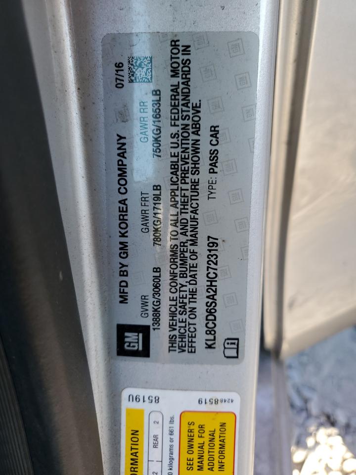 2017 Chevrolet Spark 1Lt VIN: KL8CD6SA2HC723197 Lot: 87587745