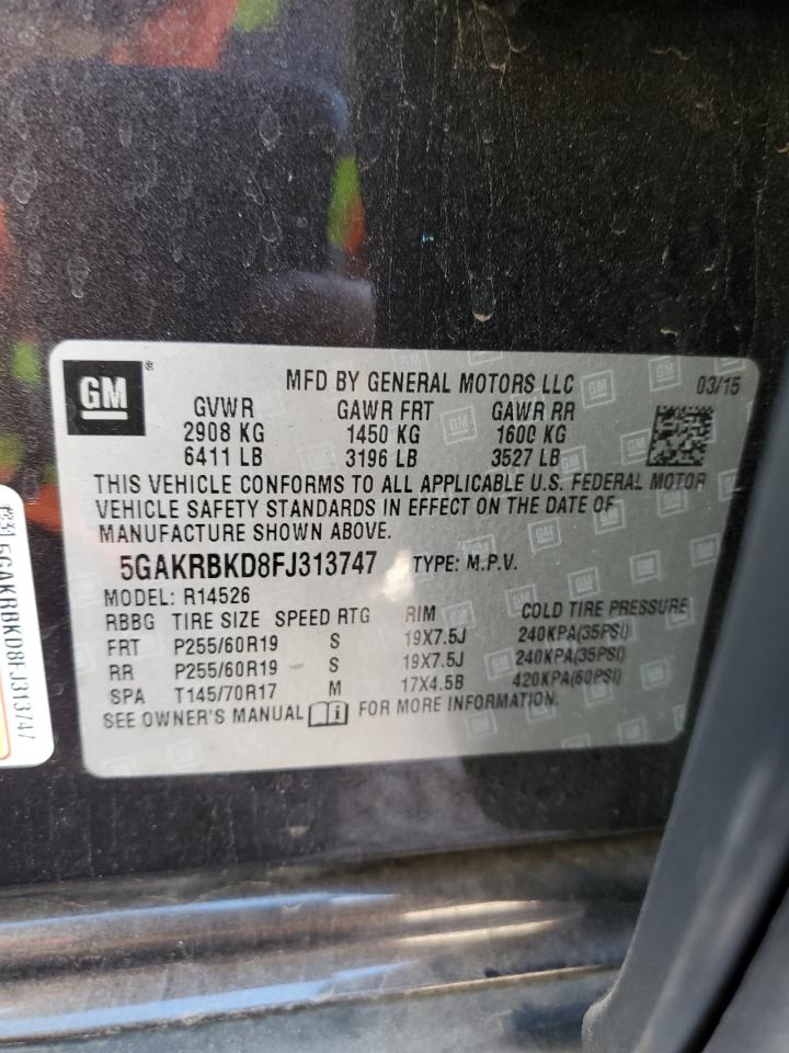 2015 Buick Enclave VIN: 5GAKRBKD8FJ313747 Lot: 88356715