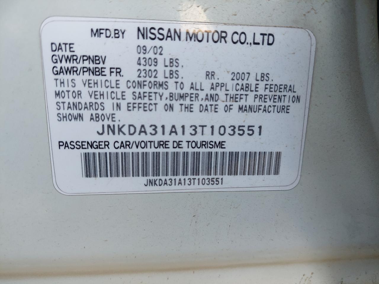 JNKDA31A13T103551 - 2003 Infiniti I35 - #42843695