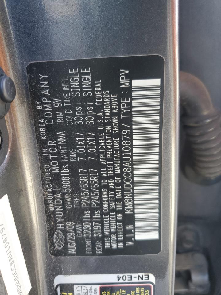 2010 Hyundai Veracruz Gls VIN: KM8NUDCC8AU108797 Lot: 85615864