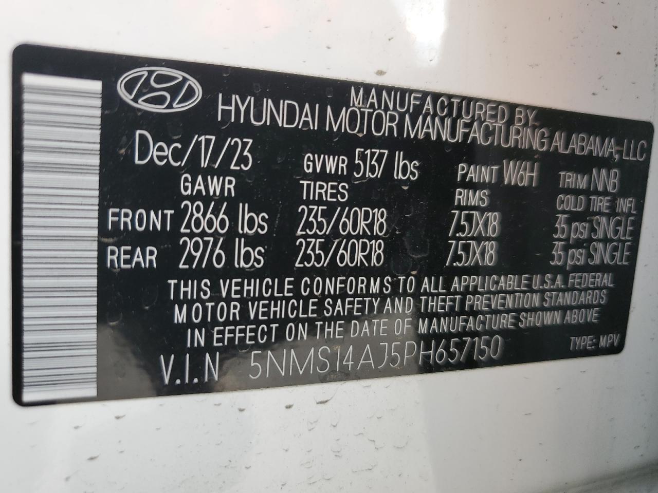 VIN 5NMS14AJ5PH657150 2023 HYUNDAI SANTA FE no.14