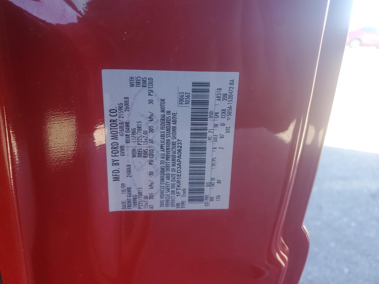 2010 Ford Ranger Sup VIN: FTKR1ED3APA06237 Lot: 88686895