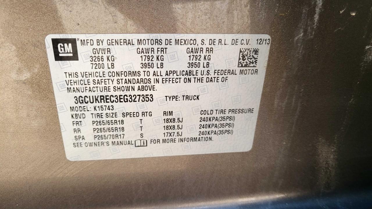 VIN 3GCUKREC3EG327353 2014 CHEVROLET ALL Models no.10