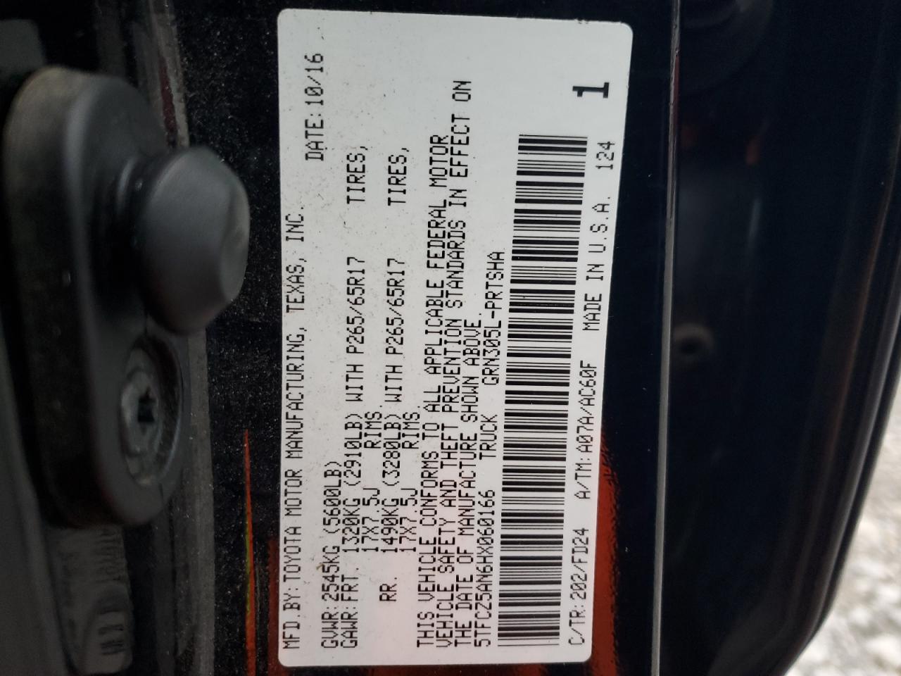 VIN 5TFCZ5AN6HX060166 2017 TOYOTA TACOMA no.13