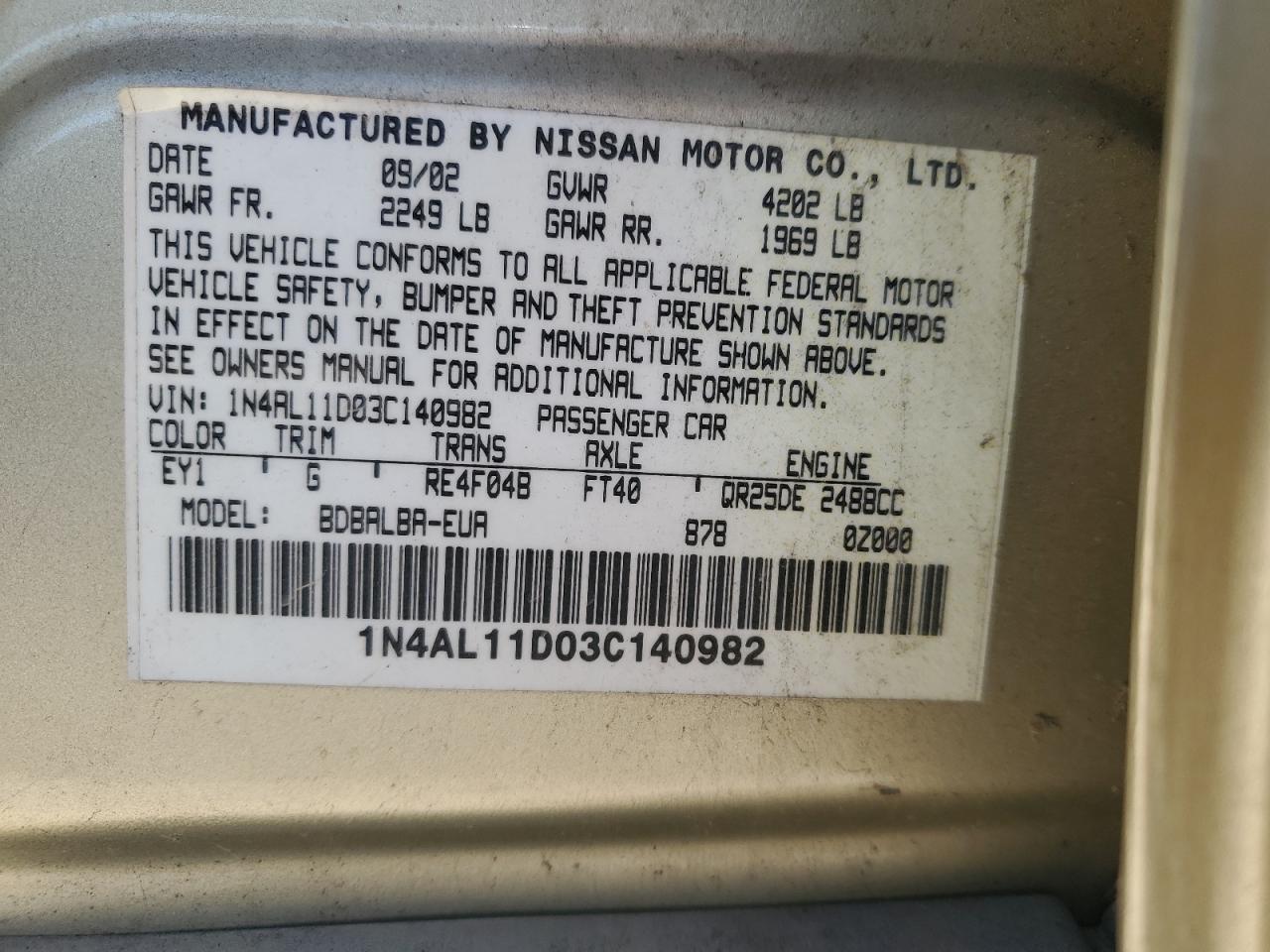 2003 Nissan Altima - Image 12