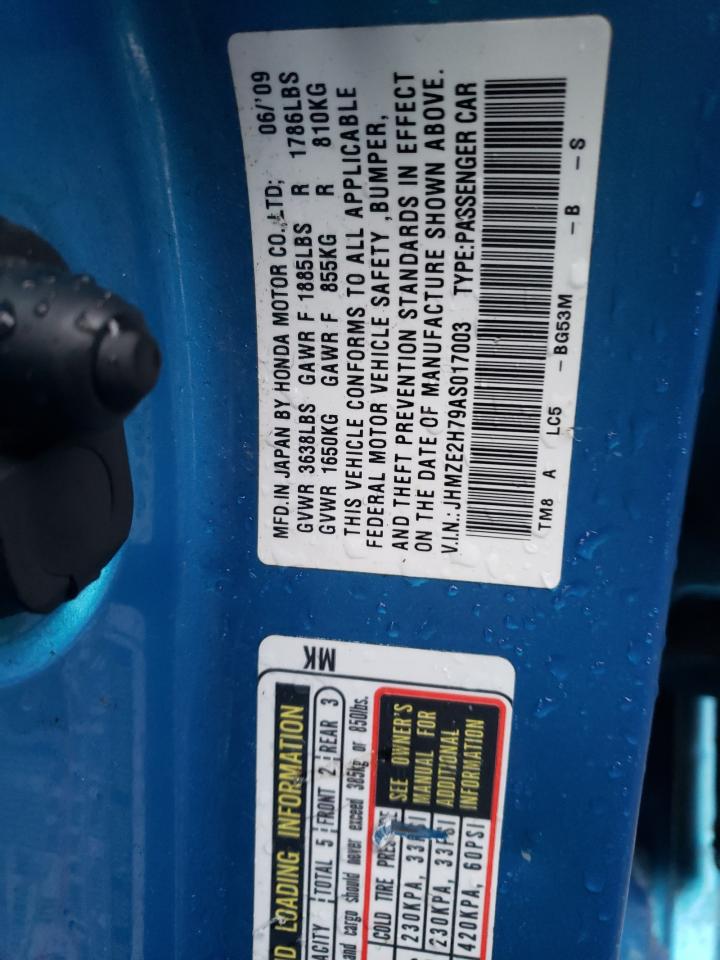 2010 Honda Insight Ex VIN: JHMZE2H79AS017003 Lot: 87313754