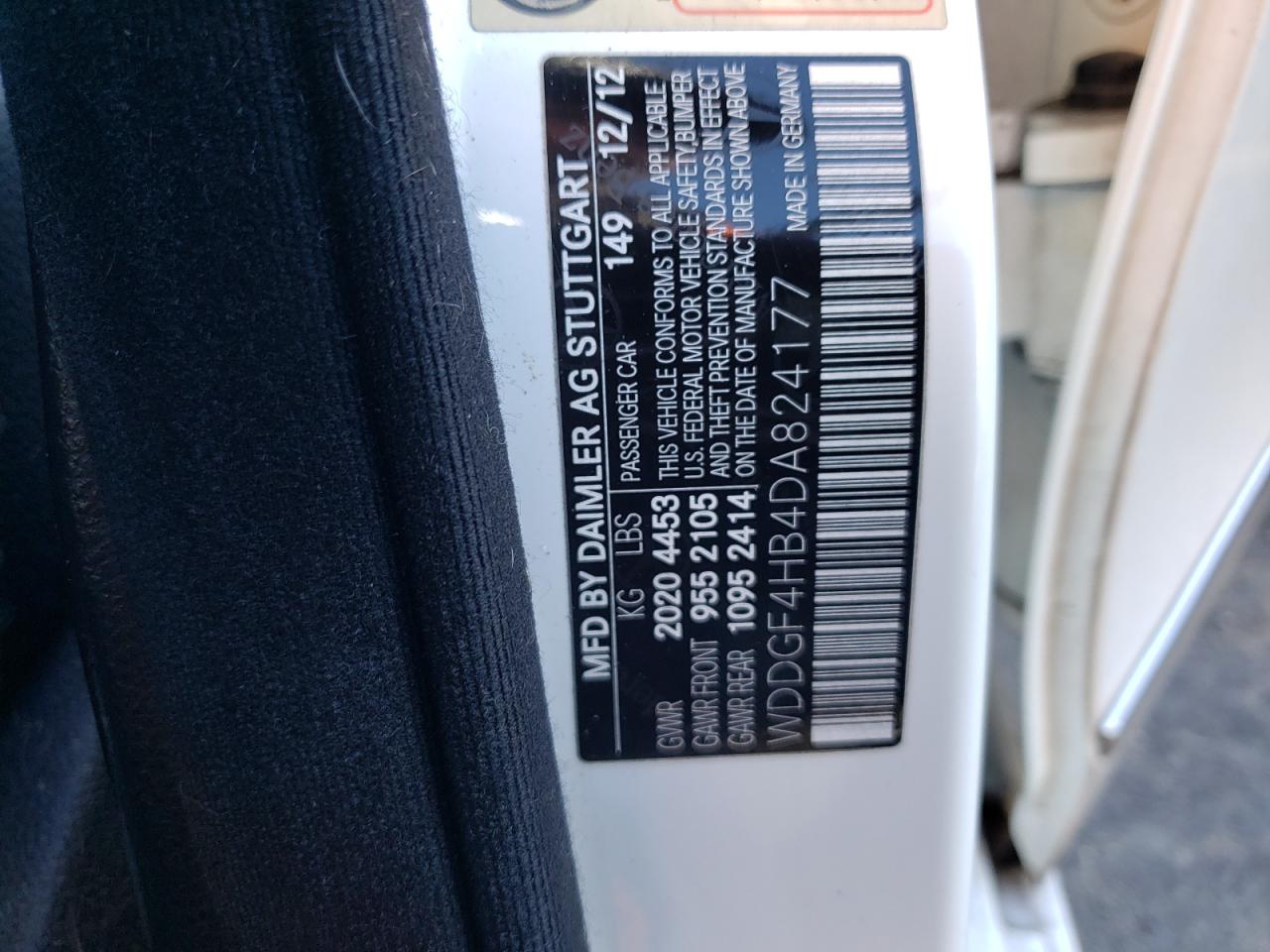 2013 Mercedes-Benz C 250 VIN: WDDGF4HB4DA824177 Lot: 87702385